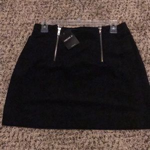 Suede zipper front skirt